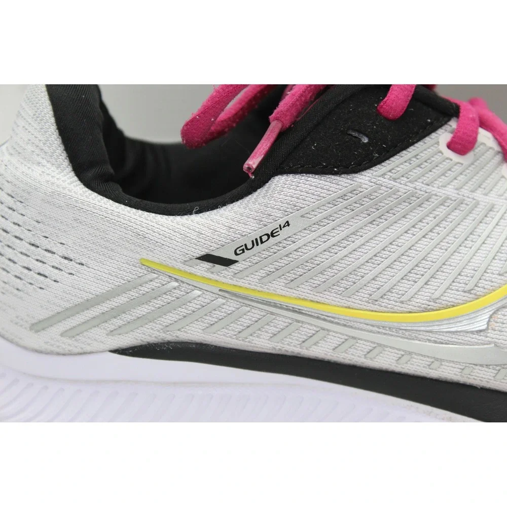 Saucony Guide 14 Womens 9 Running Shoes White Silver Pink S10654-55 Stability